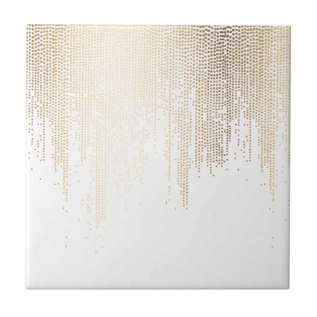 Carreau Luxe Faux Gold Confetti Rain (Devant)