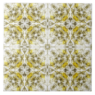 Carreau Luxe, ornementale, moutarde jaune, blanc, gris