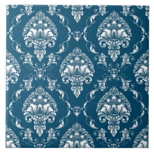 Carreau Luxe Victorian tendance marine bleu et blanc class
