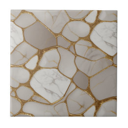 Carreau Luxueuse mosaïque de marbre doré - Elégante et ori