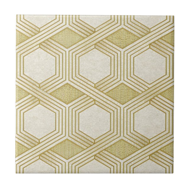 Carreau Luxurious Gold Hexagon Pattern - Marble Texture (Devant)