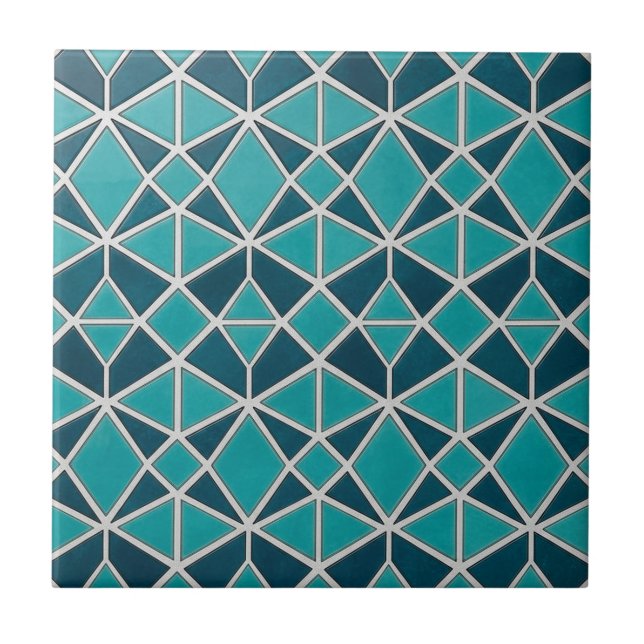 Carreau Luxury Turquoise Geometric Diamond Mosaic Tile (Devant)