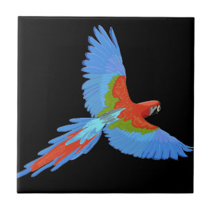 Carreau Macaw volant bleu et rouge