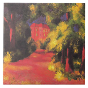Carreau Macke - Maison rouge dans le parc,