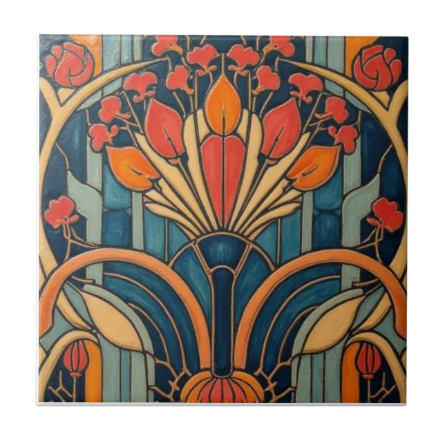 Carreau Mackintosh Art Deco Abstract Floral Wall Decor (Devant)