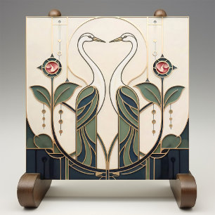 Carreau Mackintosh Rose & Oiseaux Art Nouveau Minimaliste