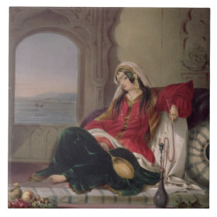 Carreau Madame de Kandahar de rang, occupée à fumer, pla