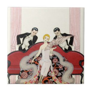 Carreau Madame élégante dans la tuile d'art déco de Paris