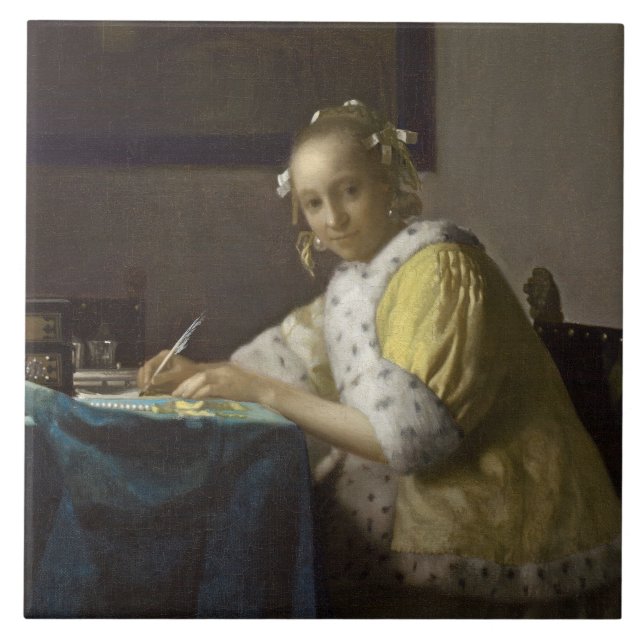 Carreau Madame Writing, C. 1665 (huile sur la toile) (Devant)