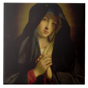 Carreau Madonna dans la peine (huile sur la toile)