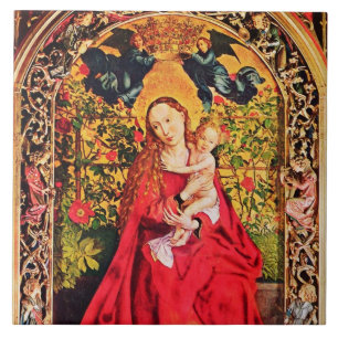 CARREAU MADONNA DE BOUR ROSE AVEC ANGELS CARRELAGE CÉRAMIQ