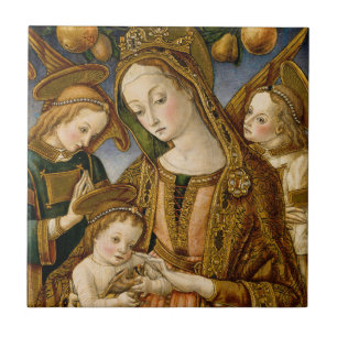 Carreau Madonna et enfant avec deux anges