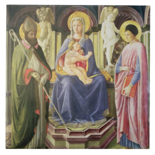Carreau Madonna et l'enfant avec des solides solubles.