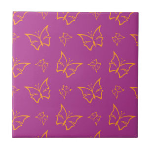 Carreau Magenta et Arbre d'or Papillon Nature Imprimer