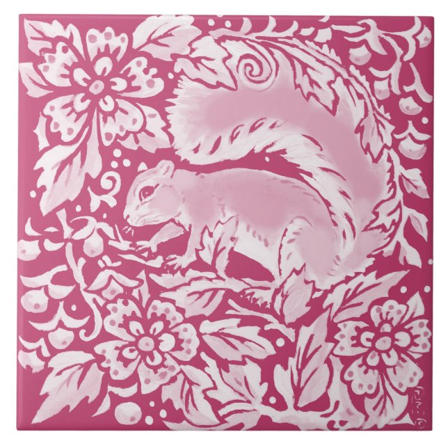 Carreau Magenta Ornat Écureuil Forêt Nature animale (Devant)