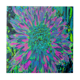 Carreau Magenta psychédélique, Aqua et Lime Green Dahlia