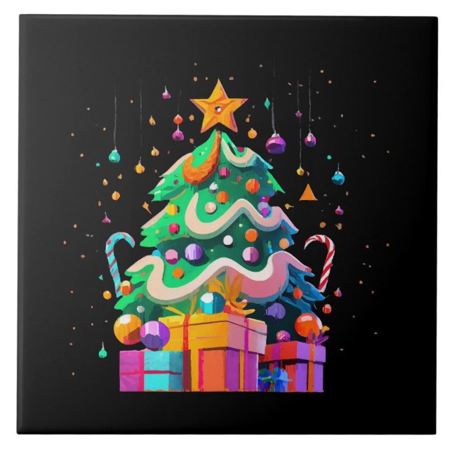 Carreau Magie de l'arbre de Noël radieux (Devant)
