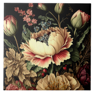 Carreau Magnifique arrangement floral Vintage