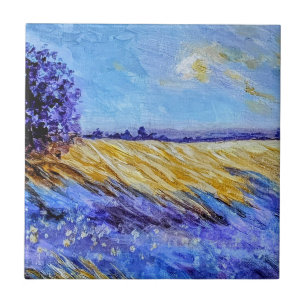 Carreau Magnifique paysage de beaux-arts or et violets