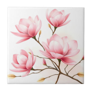 Carreau Magnolia rose pâle avec accents or