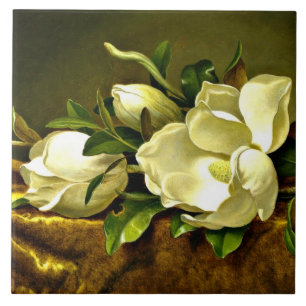 Carreau Magnolias sur Veston d'or, peinture d'art,