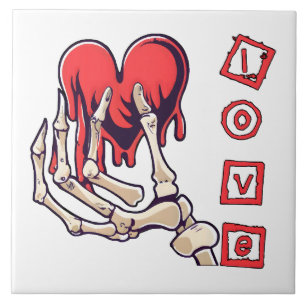 Carreau Main de squelette symbolique de l'amour offrant un