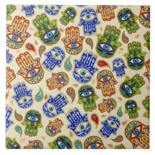 Carreau Main Hamsa - Main de Fatima coloré motif