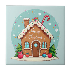 Carreau Maison en pain d'épices de Whimsical scène de Noël
