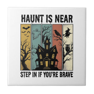 Carreau Maison Hantée Halloween Gravure Vintage Épouvantab