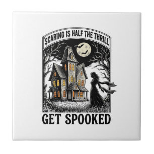 Carreau Maison Hantée Halloween Gravure Vintage Horreur S