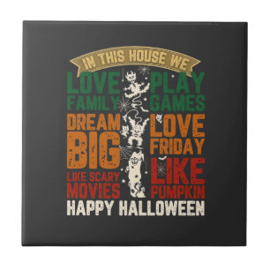 Carreau Maison Joyeux Halloween Monstres Toiles d'araignée