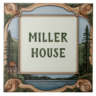 Carreau Maison personnalisée Nom Plaque Lakehouse Cabin Pl