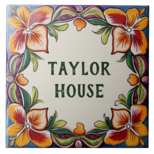 Carreau Maison personnalisée Plaque Fleurs hawaiiennes Flo