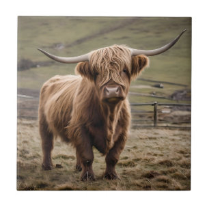 Carreau **"Majesté poilue : la vache Highland brune laineu