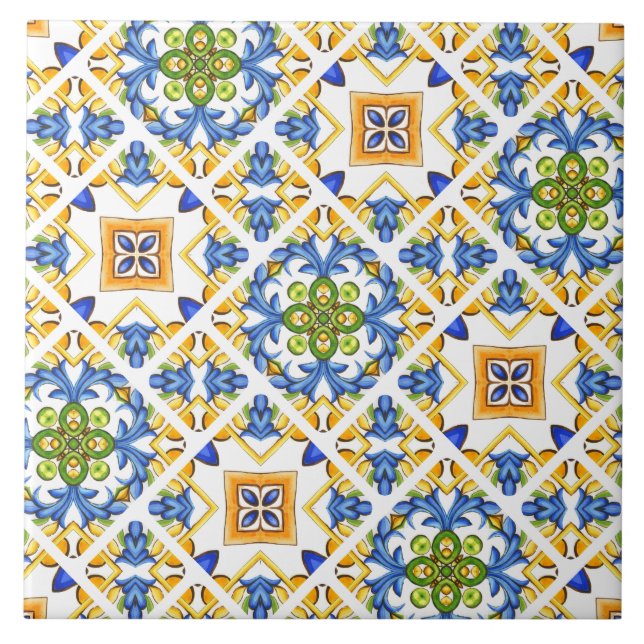 Carreau Majolica, citron, tuiles siciliennes, Carrelage en (Devant)