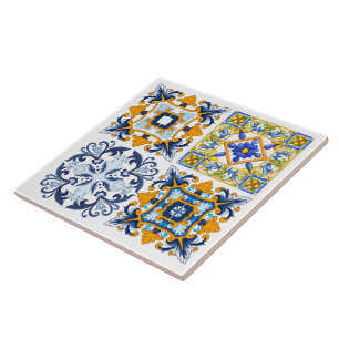Carreau Majolica, citrons, tuiles siciliennes 