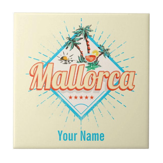 Carreau Majorque Baléares Île Retro Parrot Vintage (Devant)