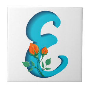 Carreau Majuscule E monogramme floral