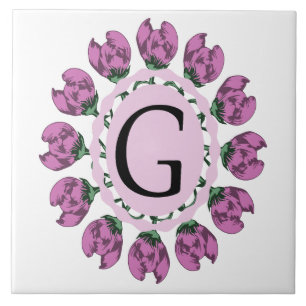 Carreau Majuscule G monogramme floral