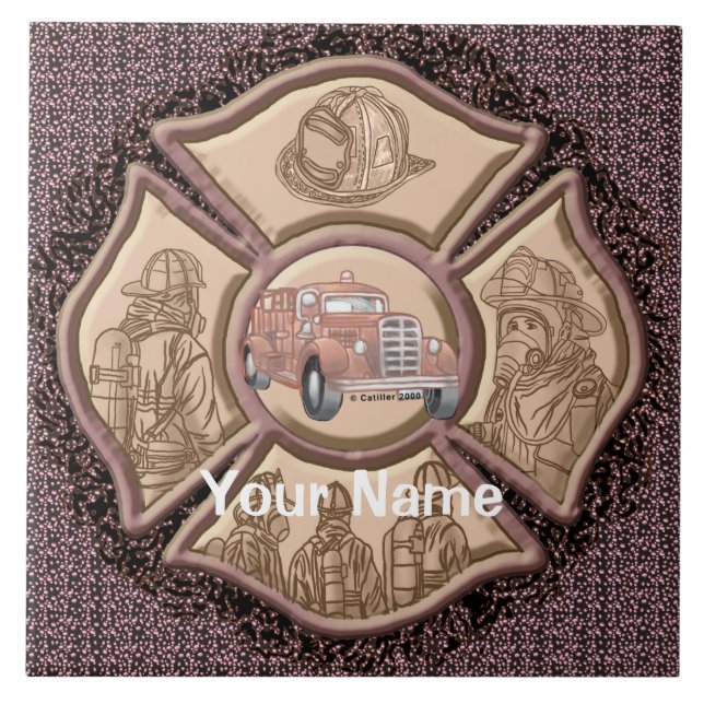Carreau Maltese Cross Firefighter personnalisé Carrelage (Devant)