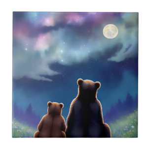 Carreau Mama Bear & Baby Bears at Night