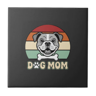 Carreau Maman Chien Rétro Vecteur Bouledogue