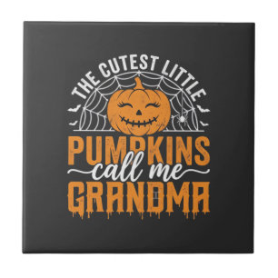 Carreau Maman Citrouille Mignonne Dessin Halloween_1