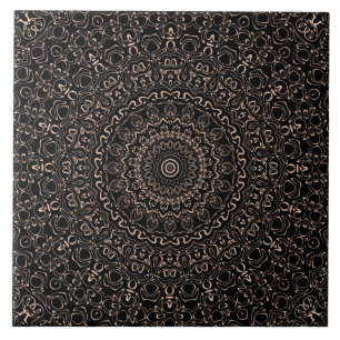 Carreau Mandala Abricot Beige à la Symétrie Élégante