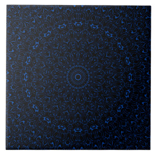 Carreau Mandala Bleu de Cobalt à la Symétrie Intriquée