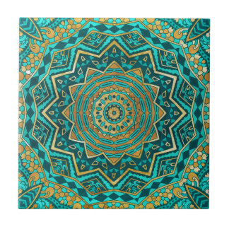 Carreau Mandala bleu de topaze