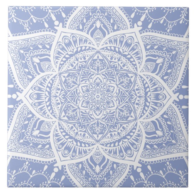 Carreau Mandala bleu et blanc - Loergann en Blueberry (Devant)