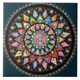 Carreau Mandala Bohemian myriade de couleurs