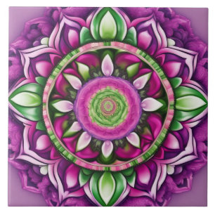 Carreau Mandala Bohemian Purple, Rose, Vert
