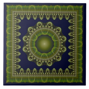 Carreau Mandala brillante fractale encadrée